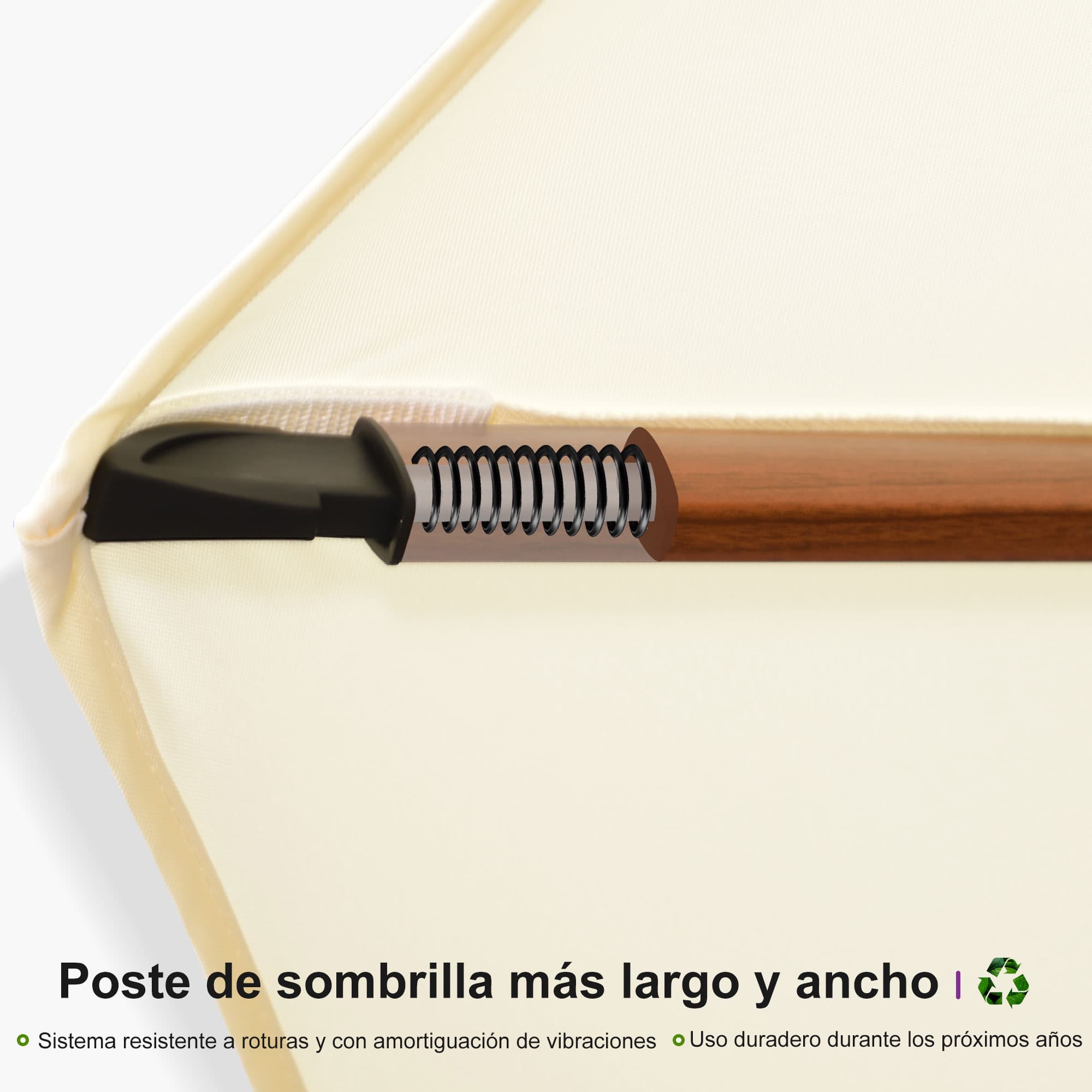 PURPLE LEAF Sombrilla de jardín cuadrada de aluminio efecto madera con doble techo para exteriores