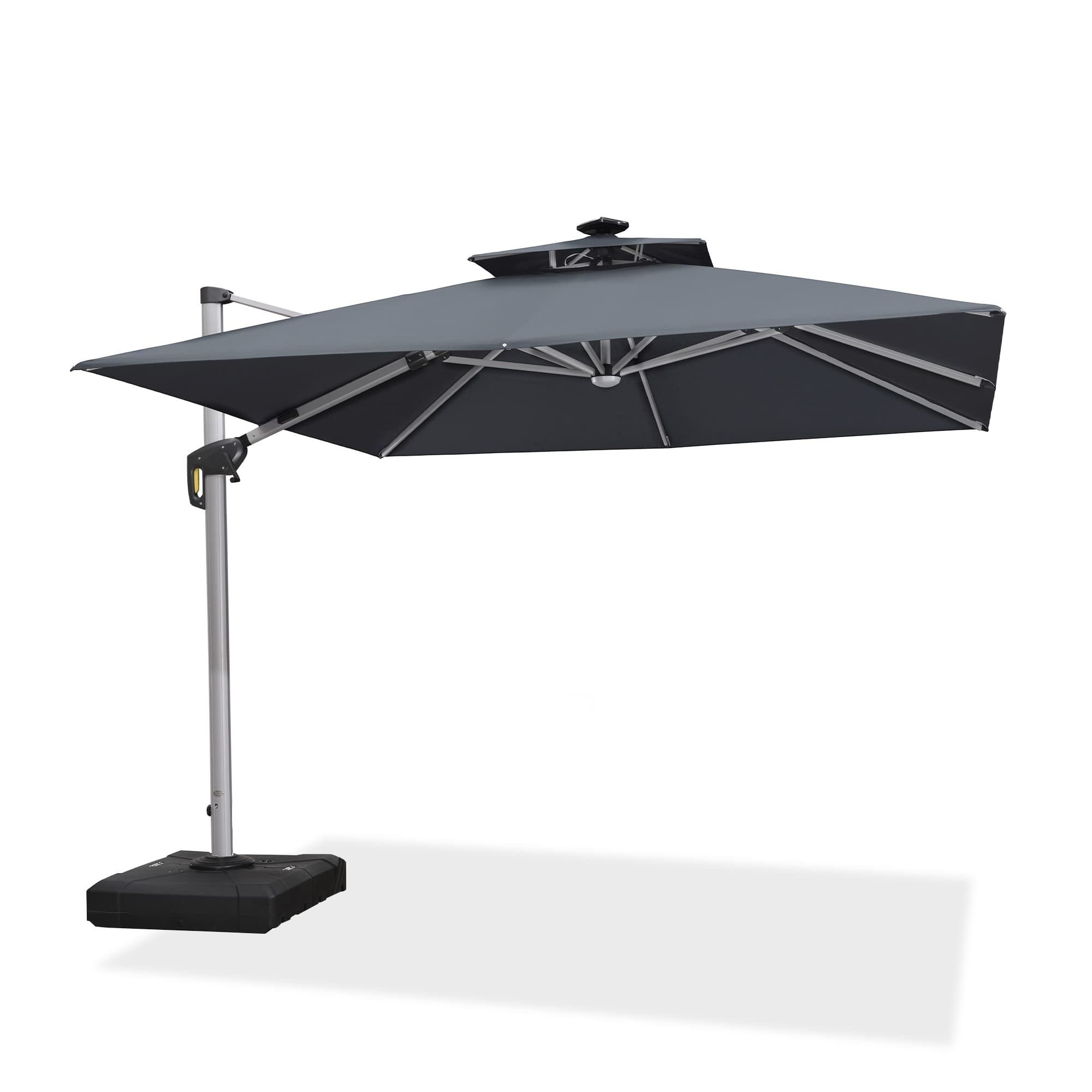 PURPLE LEAF Sombrilla cuadrada de doble cubierta con luces LED solares, ideal para jardín y terraza