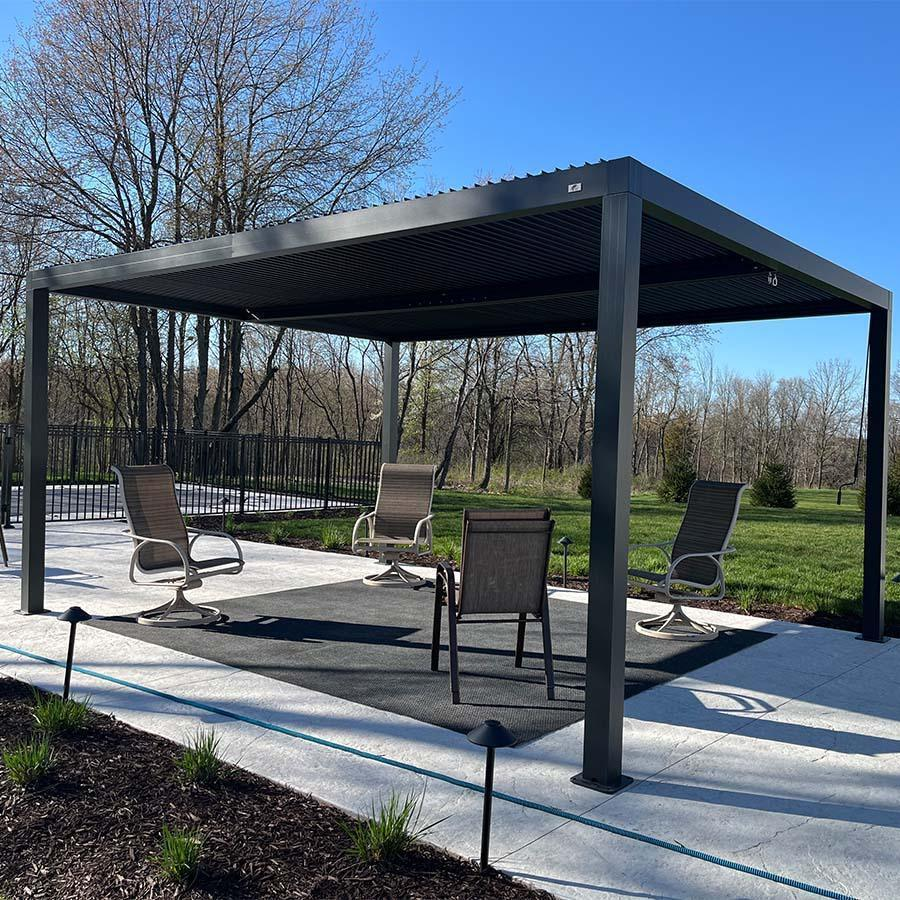 PURPLE LEAF Pergola Bioclimatica Pergola de Aluminio con Lamas Orientables Cenador de Jardin Impermeable para Terraza Exterior Garaje Gris Antracita
