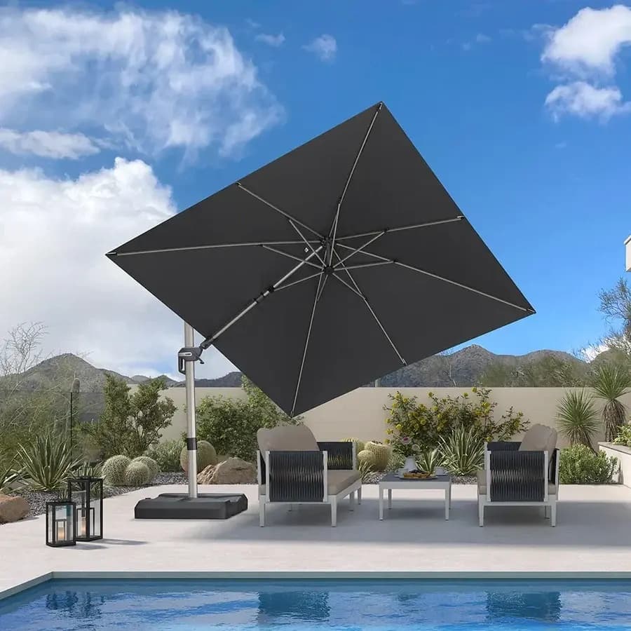 PURPLE LEAF Sombrilla Excéntrica Deluxe, Inclinable a Izquierda y Derecha, Giratoria para Terraza y Jardín