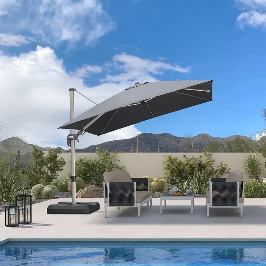 PURPLE LEAF Sombrilla Excéntrica Deluxe, Inclinable a Izquierda y Derecha, Giratoria para Terraza y Jardín
