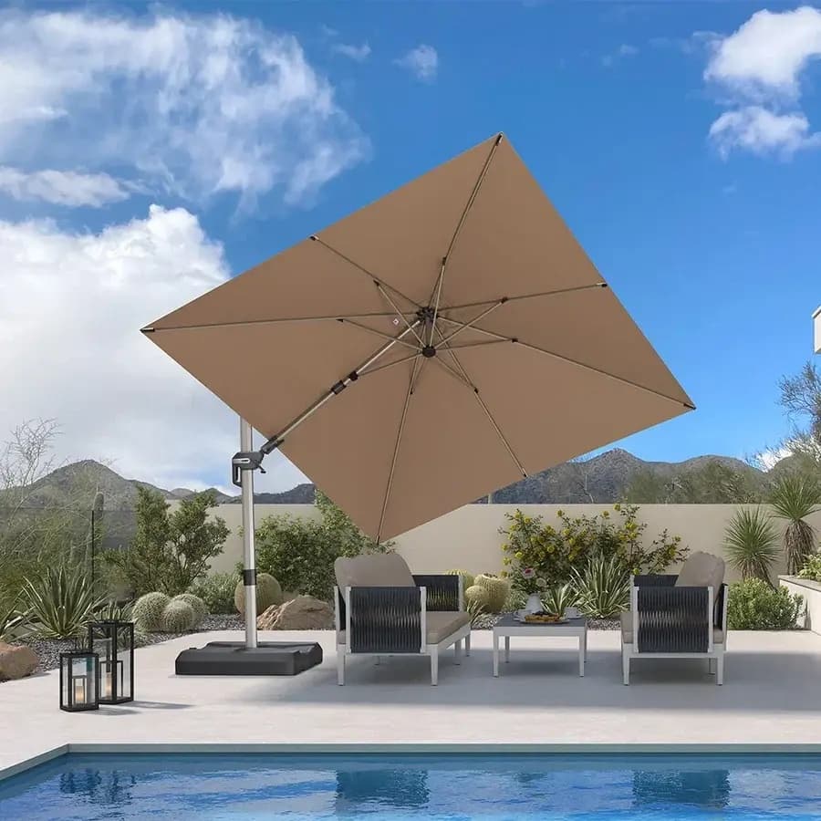 PURPLE LEAF Sombrilla Excéntrica Deluxe, Inclinable a Izquierda y Derecha, Giratoria para Terraza y Jardín