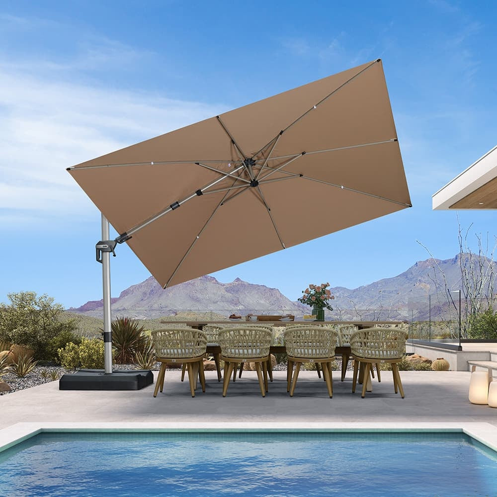 PURPLE LEAF Sombrilla Excéntrica Deluxe, Inclinable a Izquierda y Derecha, Giratoria para Terraza y Jardín