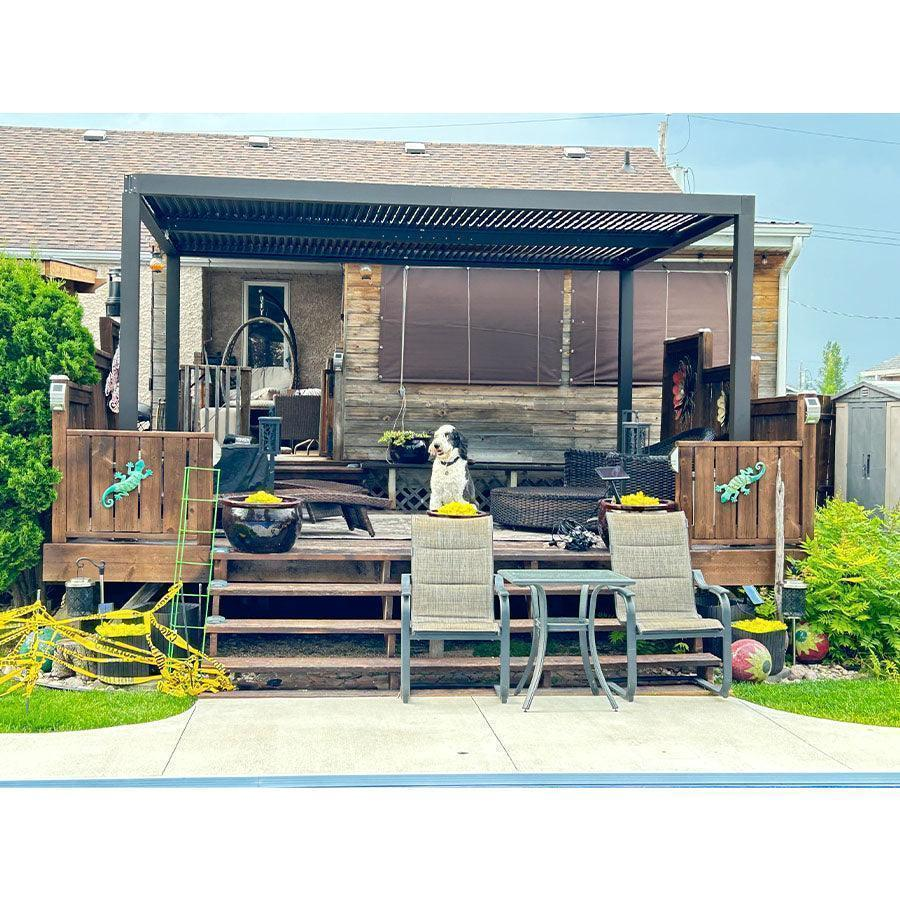 PURPLE LEAF Pergola Bioclimatica Pergola de Aluminio con Lamas Orientables Cenador de Jardin Impermeable para Terraza Exterior Garaje Gris Antracita