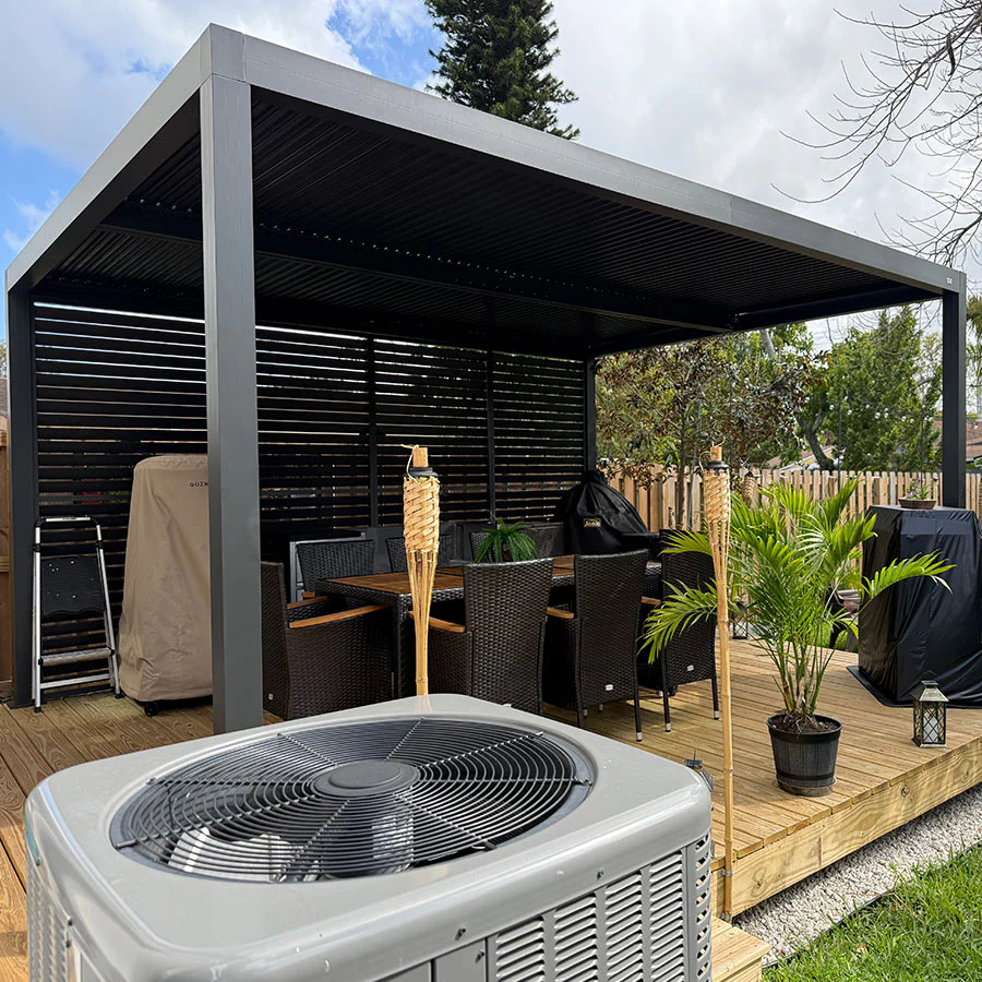 PURPLE LEAF Pergola Bioclimatica Pergola de Aluminio con Lamas Orientables Cenador de Jardin Impermeable para Terraza Exterior Garaje Gris Antracita