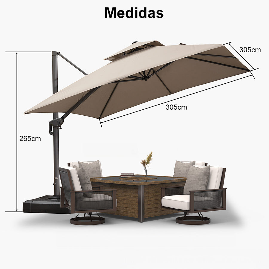 PURPLE LEAF Sombrilla Colgante para Patio con Tejido Reciclado, Resistente a la Decoloración y con Protección UV50+