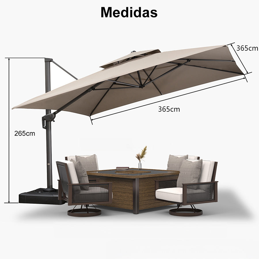 PURPLE LEAF Sombrilla Colgante para Patio con Tejido Reciclado, Resistente a la Decoloración y con Protección UV50+