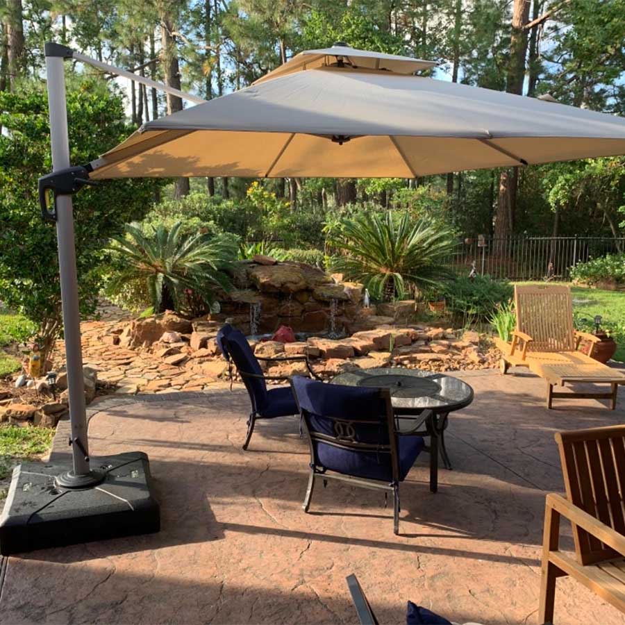 PURPLE LEAF Sombrilla Cuadrada Clásica con Doble Techo y Rotación de 360° para Patio