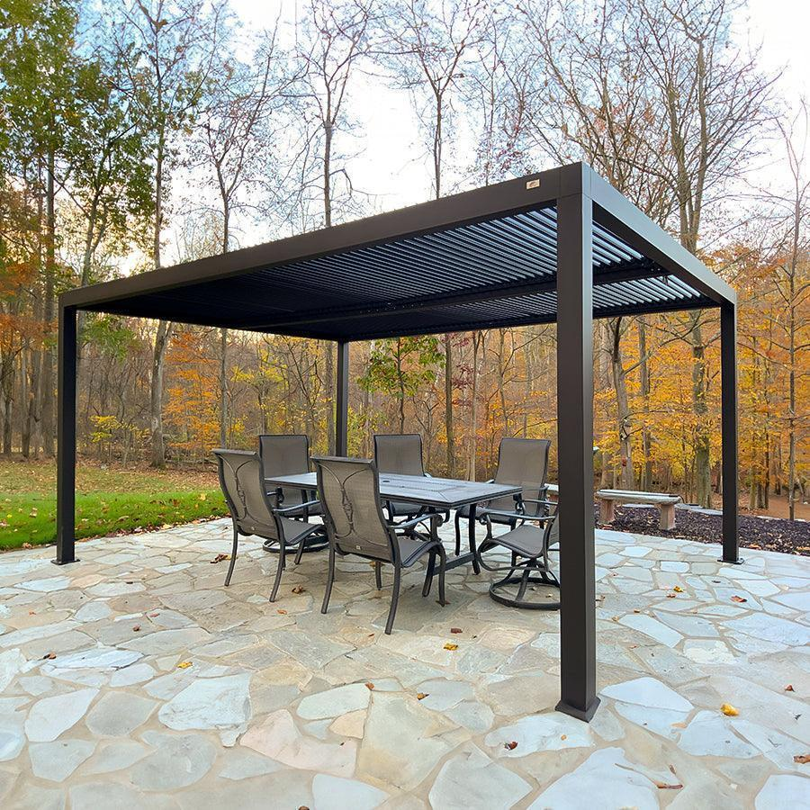 PURPLE LEAF Pergola Bioclimatica Pergola de Aluminio con Lamas Orientables Cenador de Jardin Impermeable para Terraza Exterior Garaje Gris Antracita