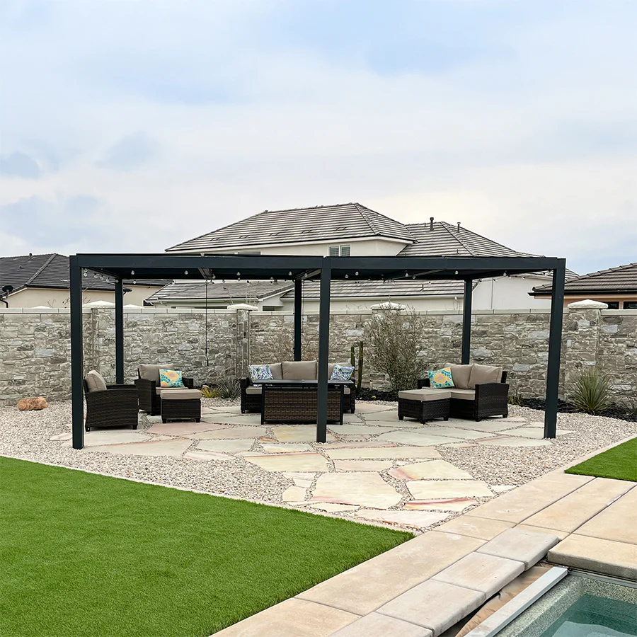 PURPLE LEAF Pergola Bioclimatica Pergola de Aluminio con Lamas Orientables Cenador de Jardin Impermeable para Terraza Exterior Garaje Gris Antracita