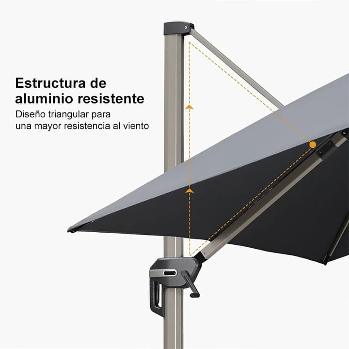 PURPLE LEAF Deluxe - Sombrilla de Aluminio Rectangular para Exterior, Elegante, Resistente al Viento y Ajustable