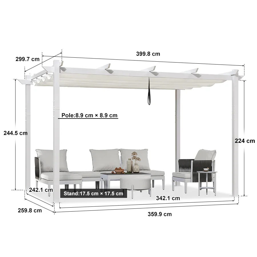 PURPLE LEAF Pergola Blanca Pergola Impermeable Invierno Pergola Retráctil Aluminio