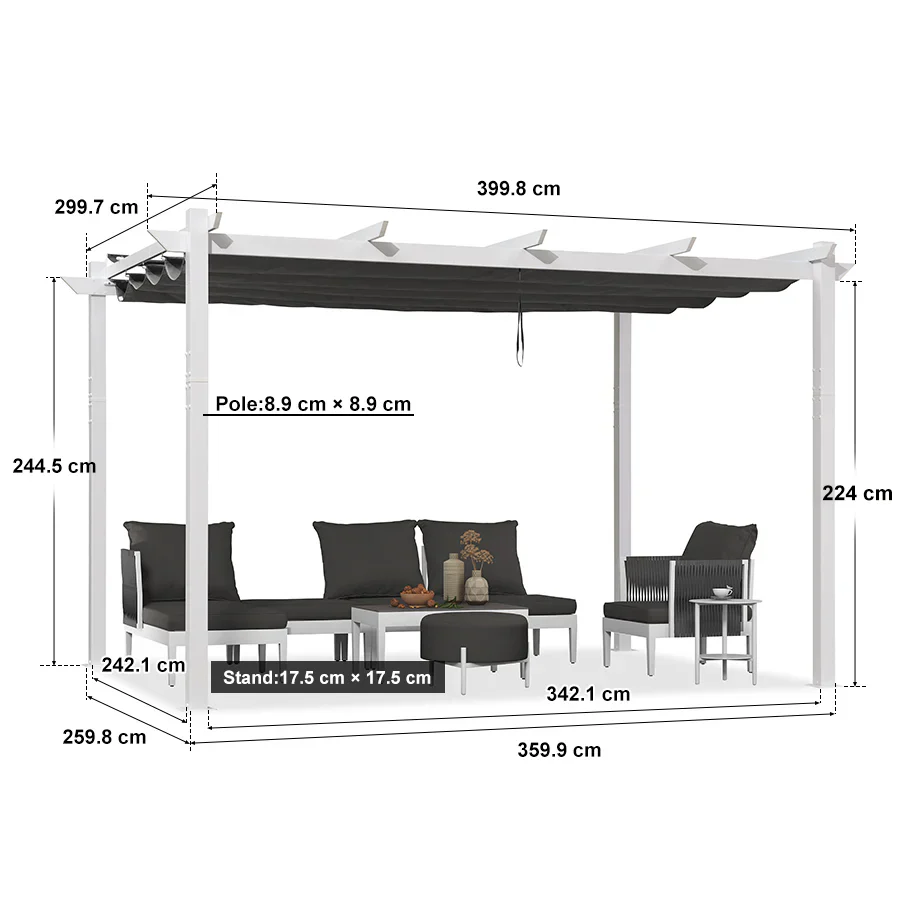 PURPLE LEAF Pergola Blanca Pergola Impermeable Invierno Pergola Retráctil Aluminio