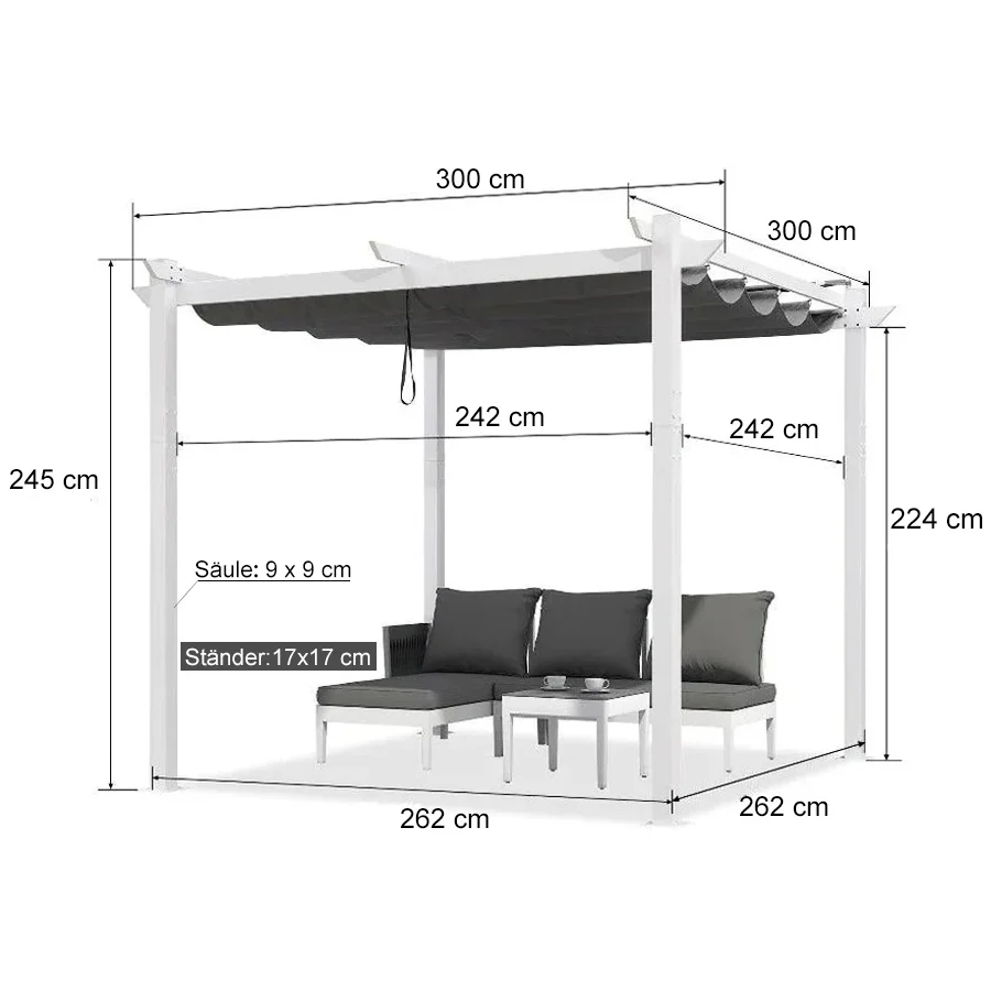 PURPLE LEAF Pergola Blanca Pergola Impermeable Invierno Pergola Retráctil Aluminio