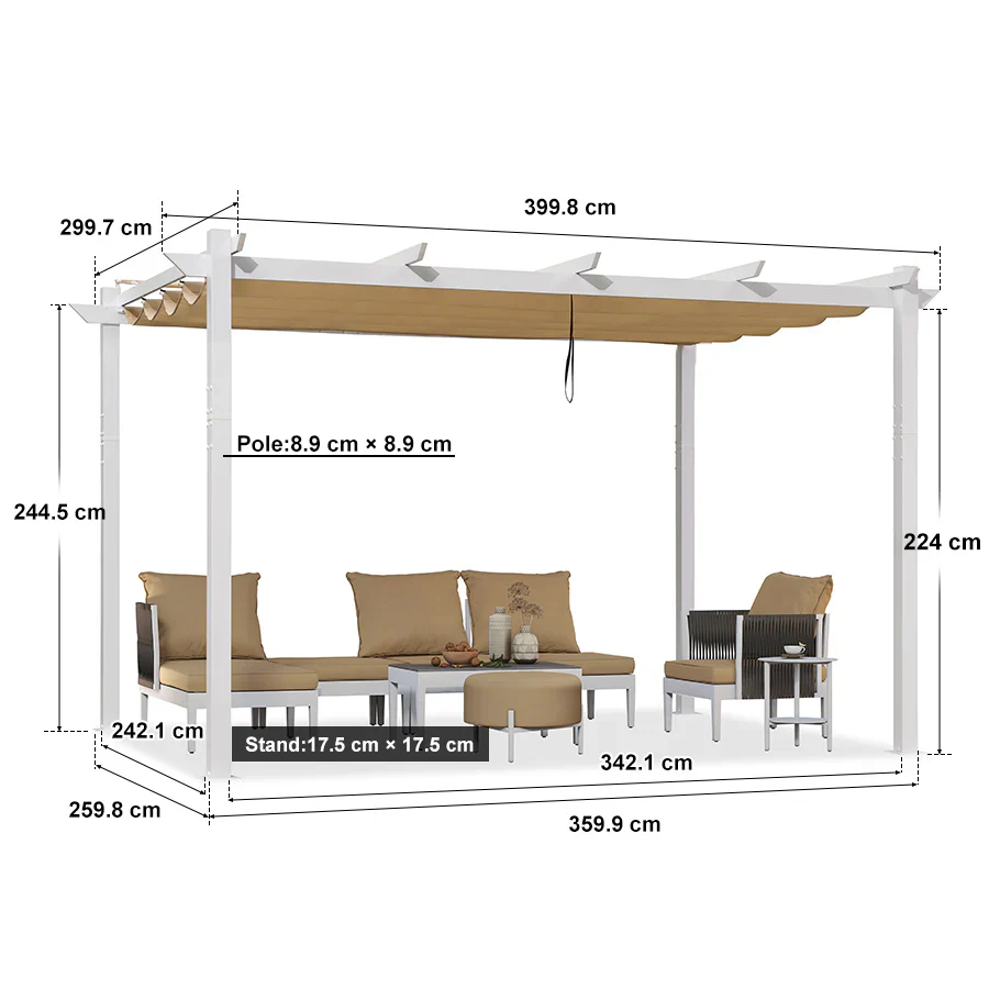 PURPLE LEAF Pergola Blanca Pergola Impermeable Invierno Pergola Retráctil Aluminio