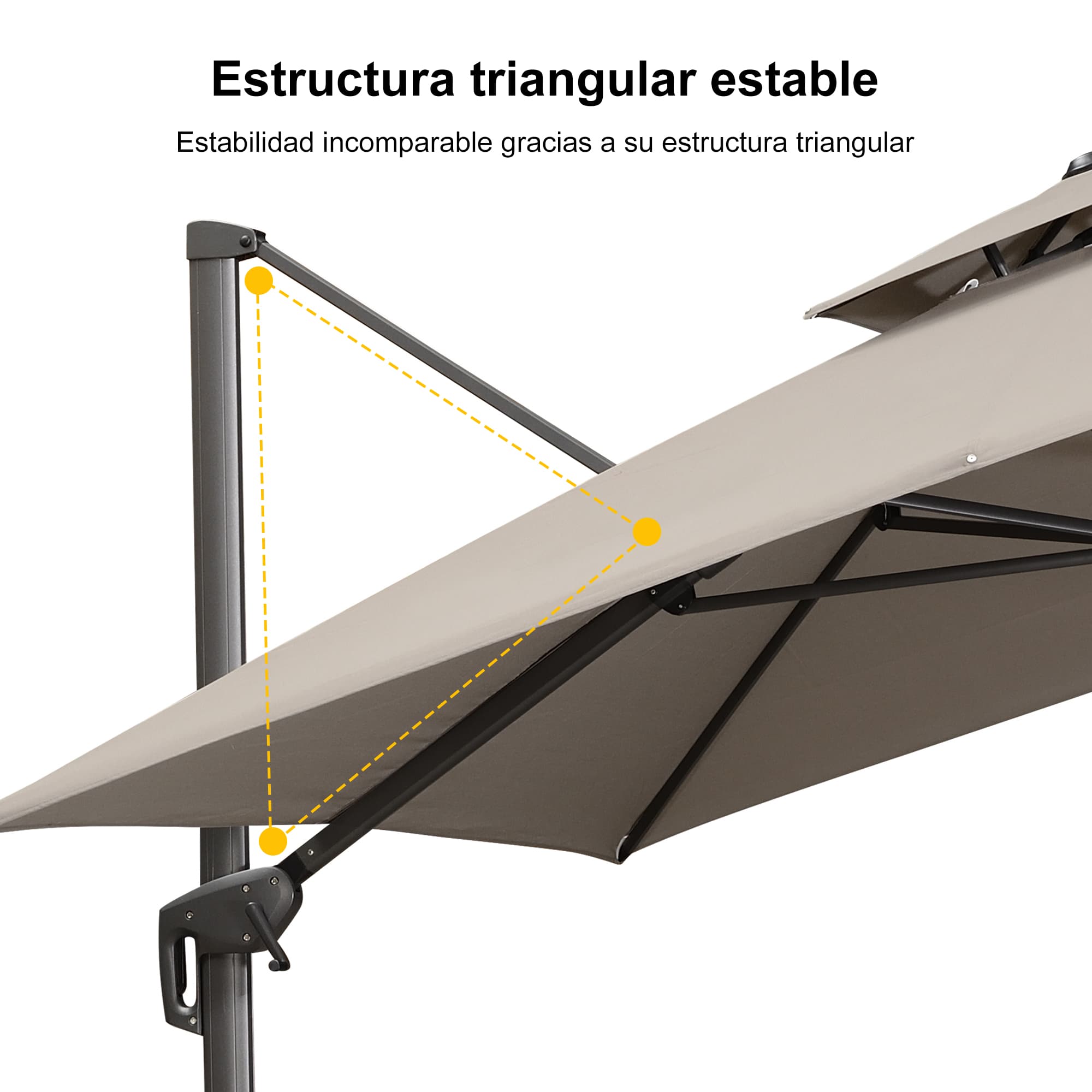 PURPLE LEAF Sombrilla Colgante para Patio con Tejido Reciclado, Resistente a la Decoloración y con Protección UV50+