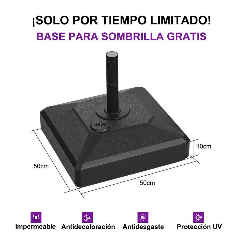 PURPLE LEAF Sombrilla de Poste Central con Manivela e Inclinación Ajustable para Jardín y Terraza