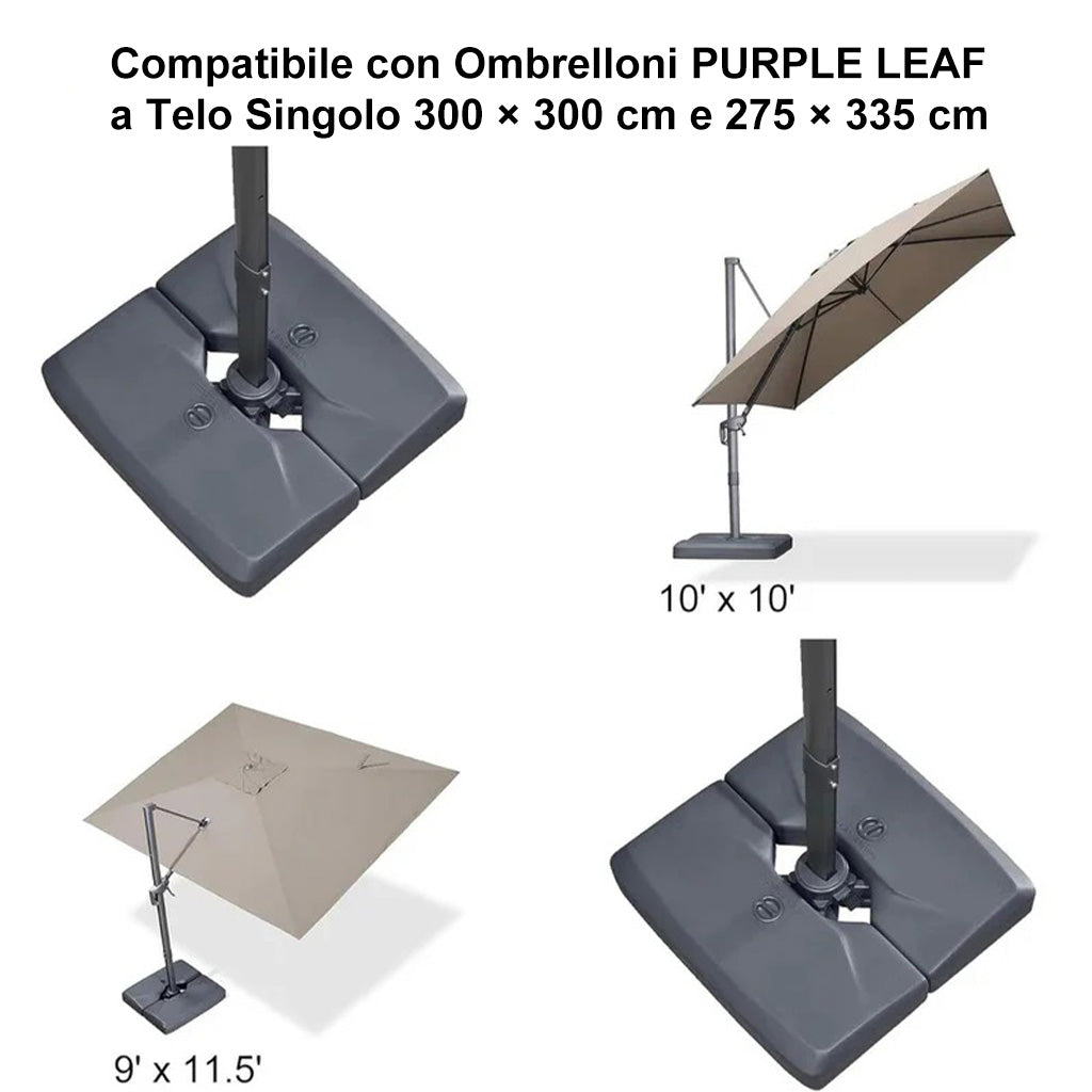 PURPLE LEAF Base de sombrilla de terraza descentrada rellena de arena/agua cuadrada
