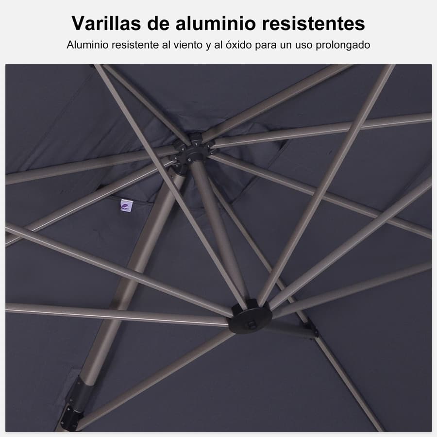 PURPLE LEAF Deluxe - Sombrilla de Aluminio Rectangular para Exterior, Elegante, Resistente al Viento y Ajustable