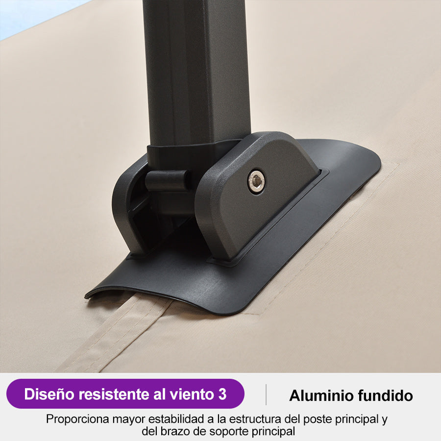 PURPLE LEAF Sombrilla Exterior Extra Grande con Base, Parasol Colgante de Aluminio de Alta Resistencia al Viento, Set Completo para Terraza, Jardín y Hostelería