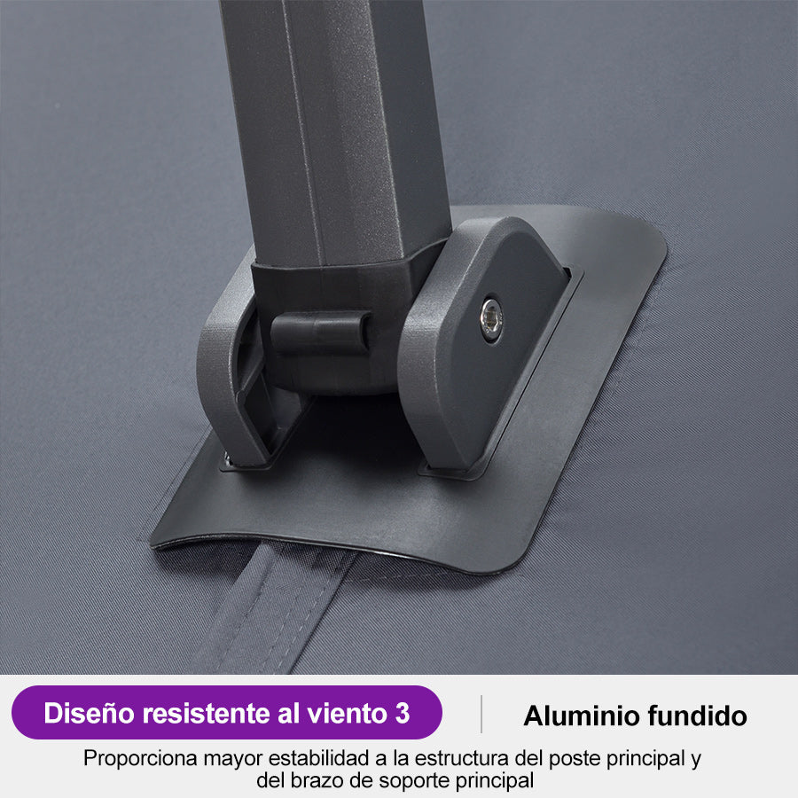 PURPLE LEAF Sombrilla de Exterior Extra Grande de Aluminio, Parasol Colgante Súper Resistente al Viento para Terraza, Café y Jardín, Protección UV