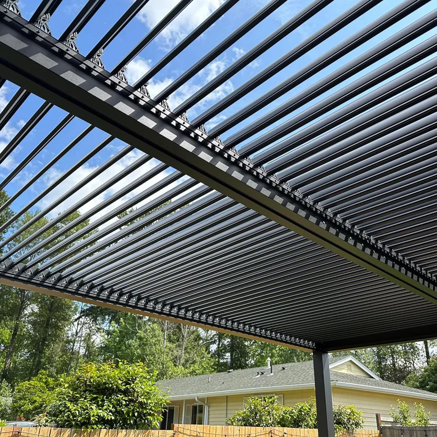 PURPLE LEAF Pergola Bioclimatica Pergola de Aluminio con Lamas Orientables Cenador de Jardin Impermeable para Terraza Exterior Garaje Gris Antracita