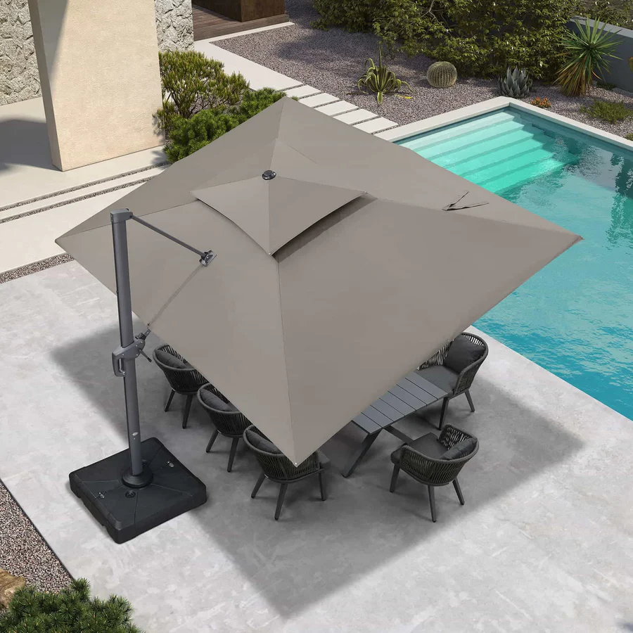 PURPLE LEAF Sombrilla Colgante para Patio con Tejido Reciclado, Resistente a la Decoloración y con Protección UV50+