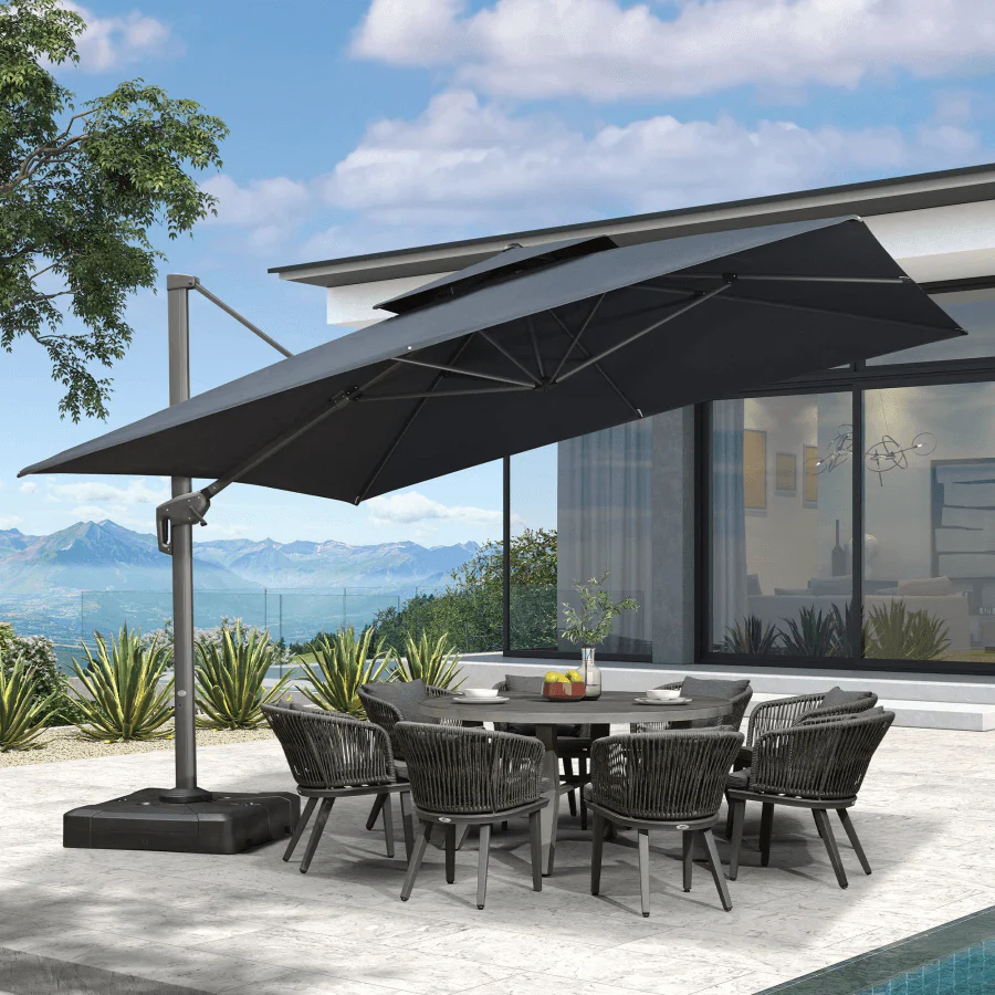 PURPLE LEAF Sombrilla Colgante para Patio con Tejido Reciclado, Resistente a la Decoloración y con Protección UV50+