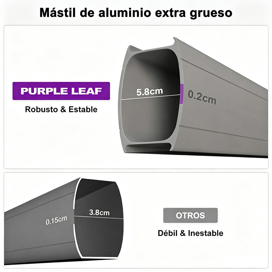 PURPLE LEAF Deluxe - Sombrilla de Aluminio Rectangular para Exterior, Elegante, Resistente al Viento y Ajustable