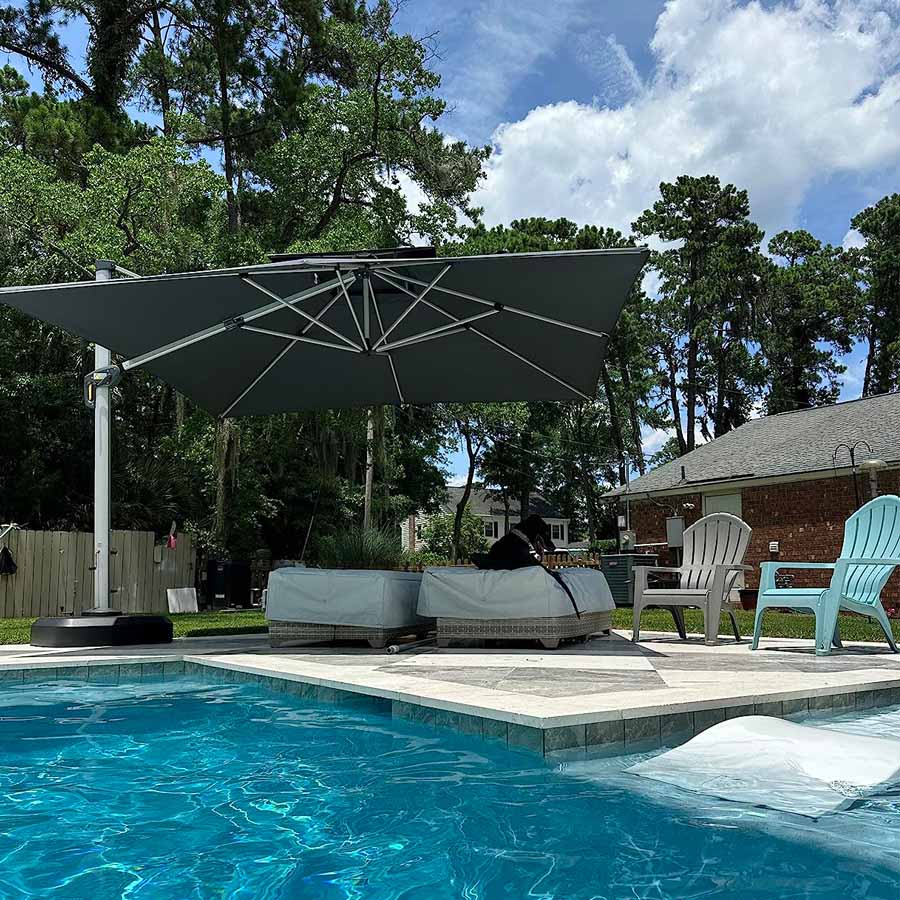 PURPLE LEAF Sombrilla Cuadrada Clásica con Doble Techo y Rotación de 360° para Patio