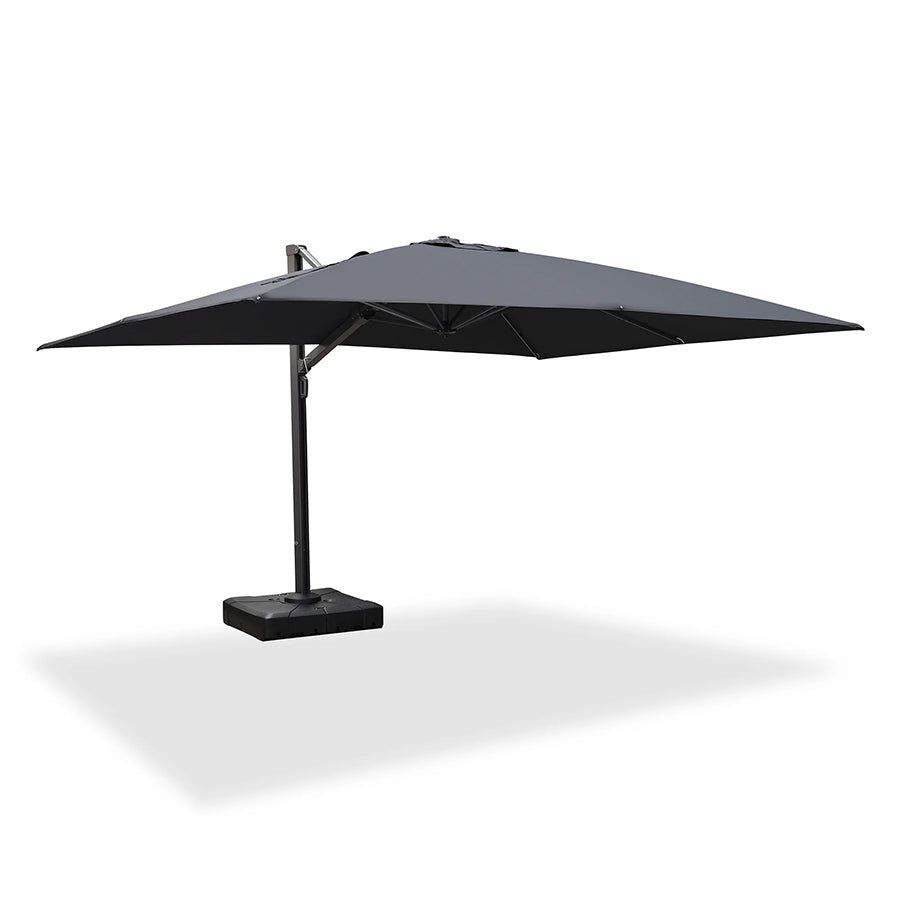 PURPLE LEAF Sombrilla Exterior Extra Grande con Base, Parasol Colgante de Aluminio de Alta Resistencia al Viento, Set Completo para Terraza, Jardín y Hostelería
