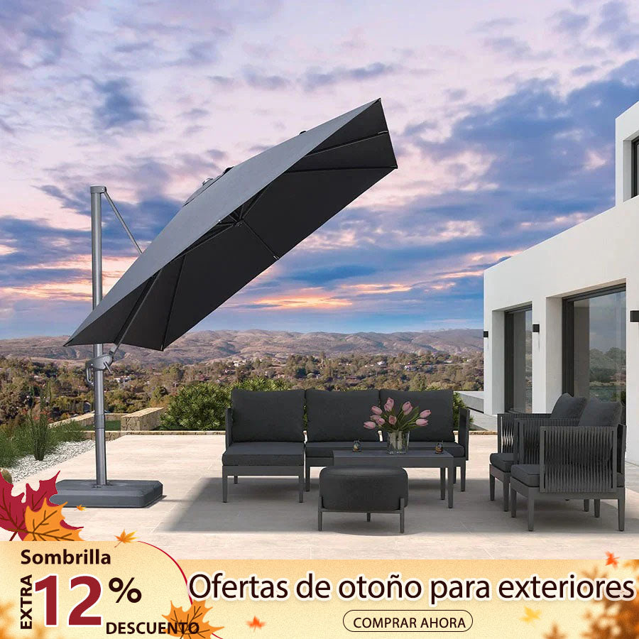 PURPLE LEAF Sombrilla de Jardín con Protección UV para Terraza y Exterior