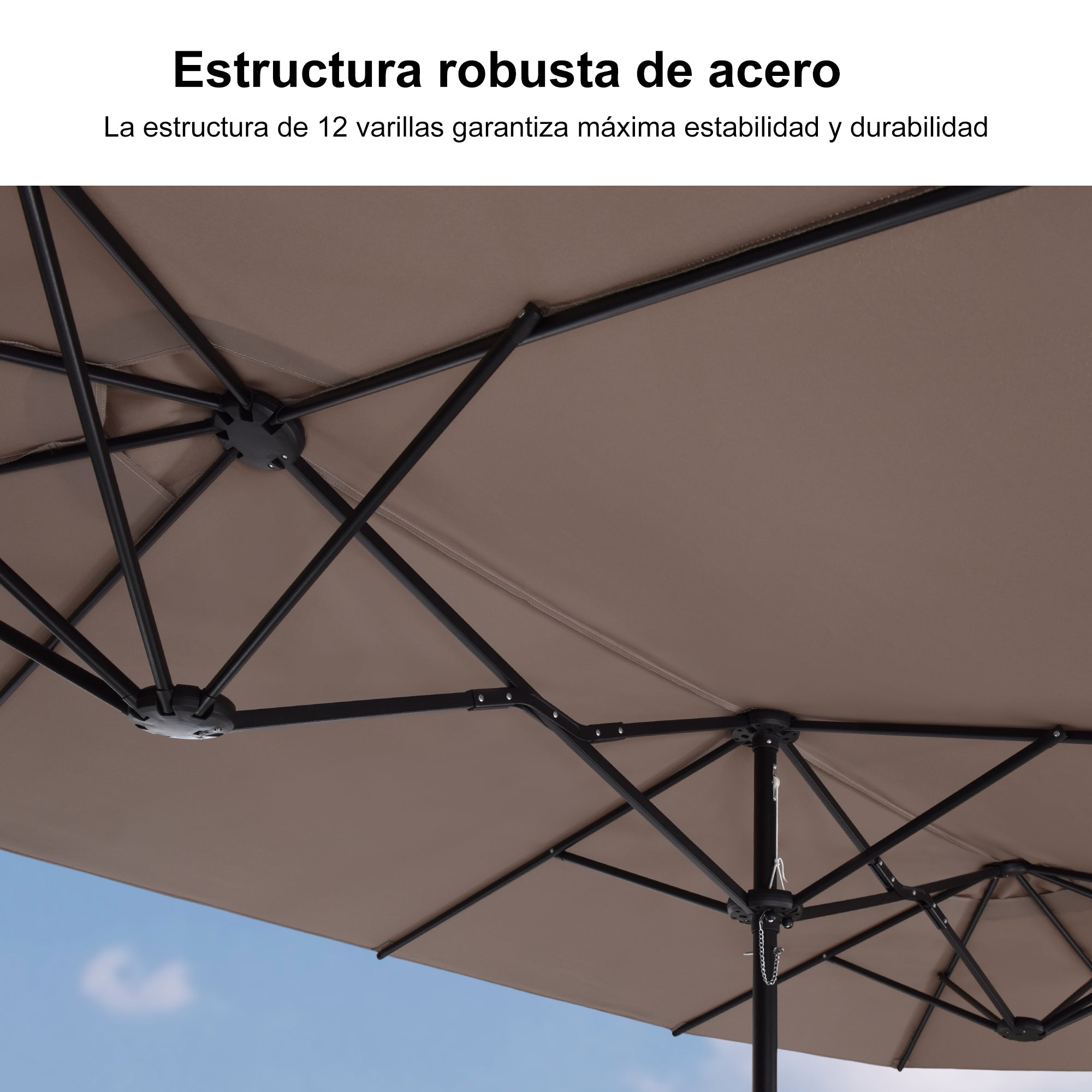 PURPLE LEAF Sombrilla de mercado rectangular de doble cara con base para terraza y jardín