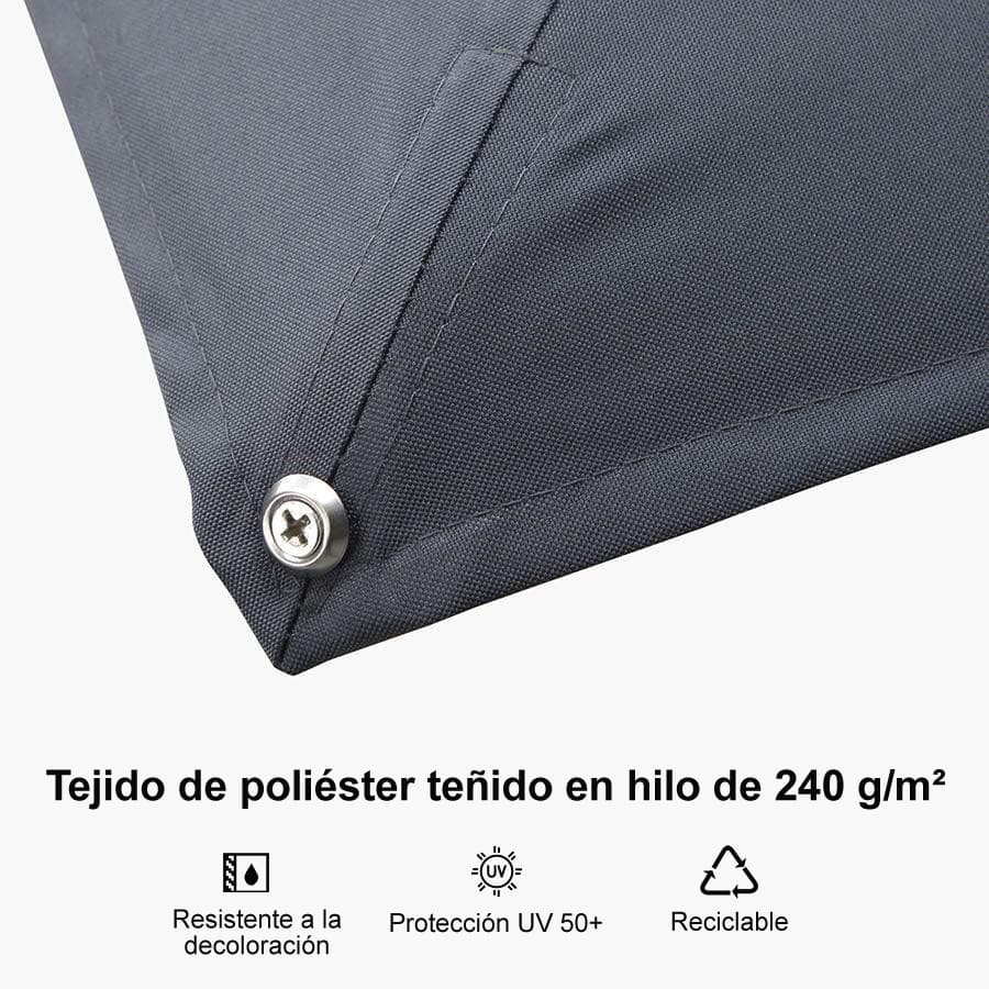 PURPLE LEAF Deluxe - Sombrilla de Aluminio Rectangular para Exterior, Elegante, Resistente al Viento y Ajustable