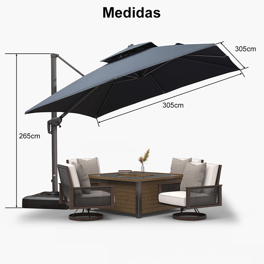 PURPLE LEAF Sombrilla Colgante para Patio con Tejido Reciclado, Resistente a la Decoloración y con Protección UV50+