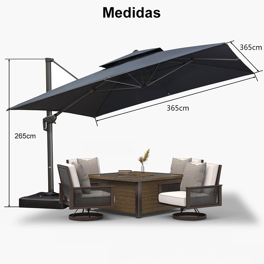 PURPLE LEAF Sombrilla Colgante para Patio con Tejido Reciclado, Resistente a la Decoloración y con Protección UV50+