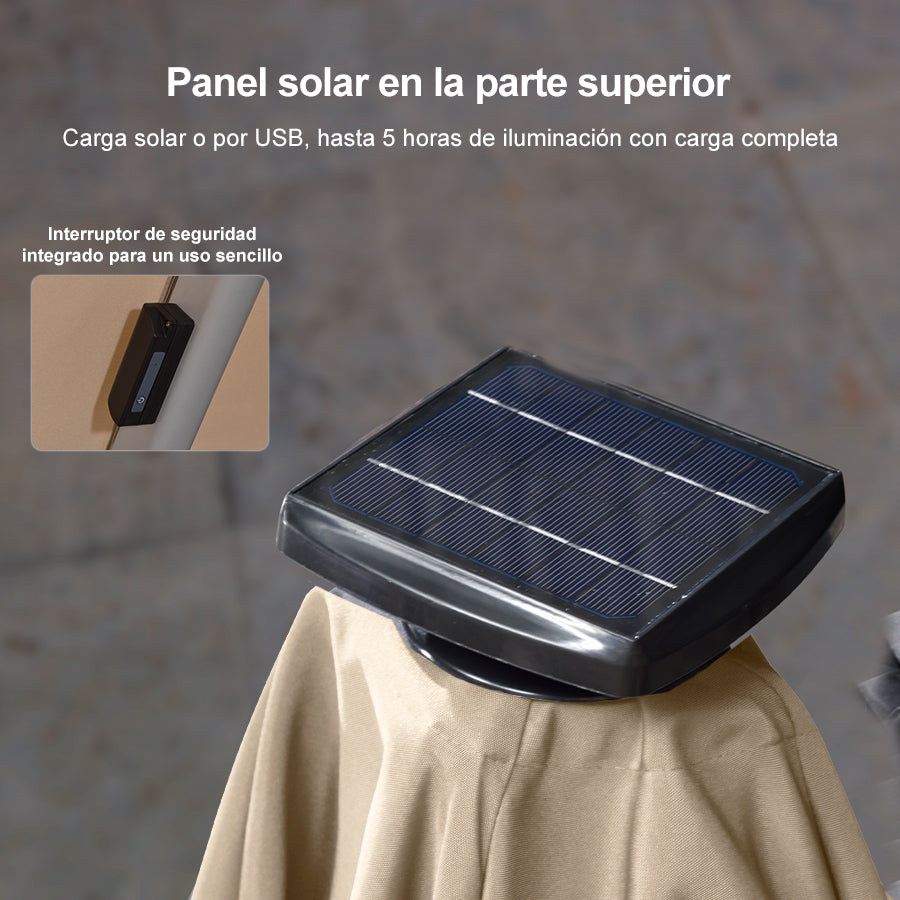 PURPLE LEAF Sombrilla cuadrada de doble cubierta con luces LED solares, ideal para jardín y terraza