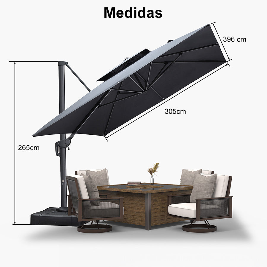 PURPLE LEAF Sombrilla Colgante para Patio con Tejido Reciclado, Resistente a la Decoloración y con Protección UV50+