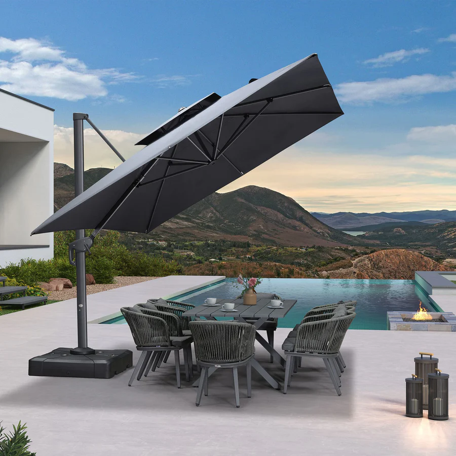 PURPLE LEAF Sombrilla Colgante para Patio con Tejido Reciclado, Resistente a la Decoloración y con Protección UV50+