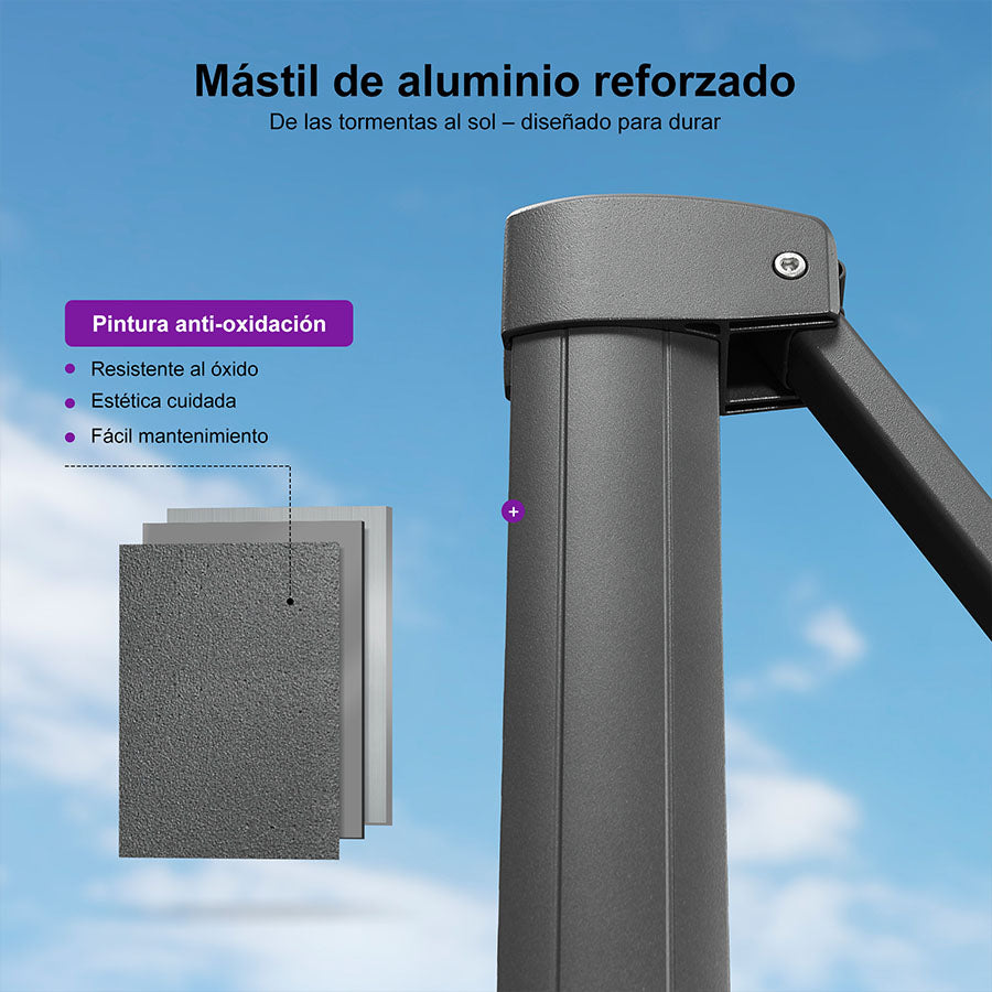 PURPLE LEAF Sombrilla de Jardín con Protección UV para Terraza y Exterior