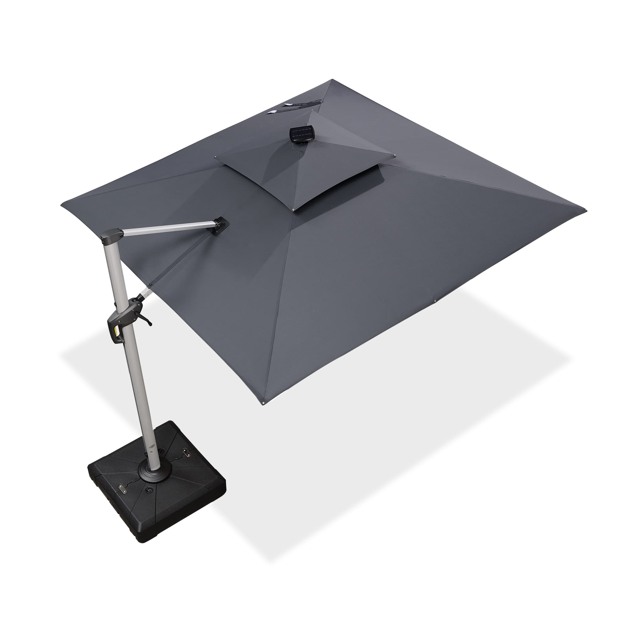 PURPLE LEAF Sombrilla cuadrada de doble cubierta con luces LED solares, ideal para jardín y terraza