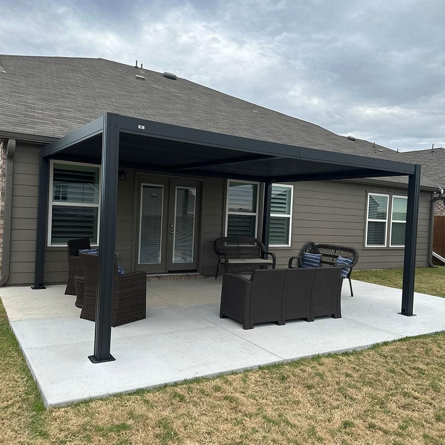 PURPLE LEAF Pergola Bioclimatica Pergola de Aluminio con Lamas Orientables Cenador de Jardin Impermeable para Terraza Exterior Garaje Gris Antracita