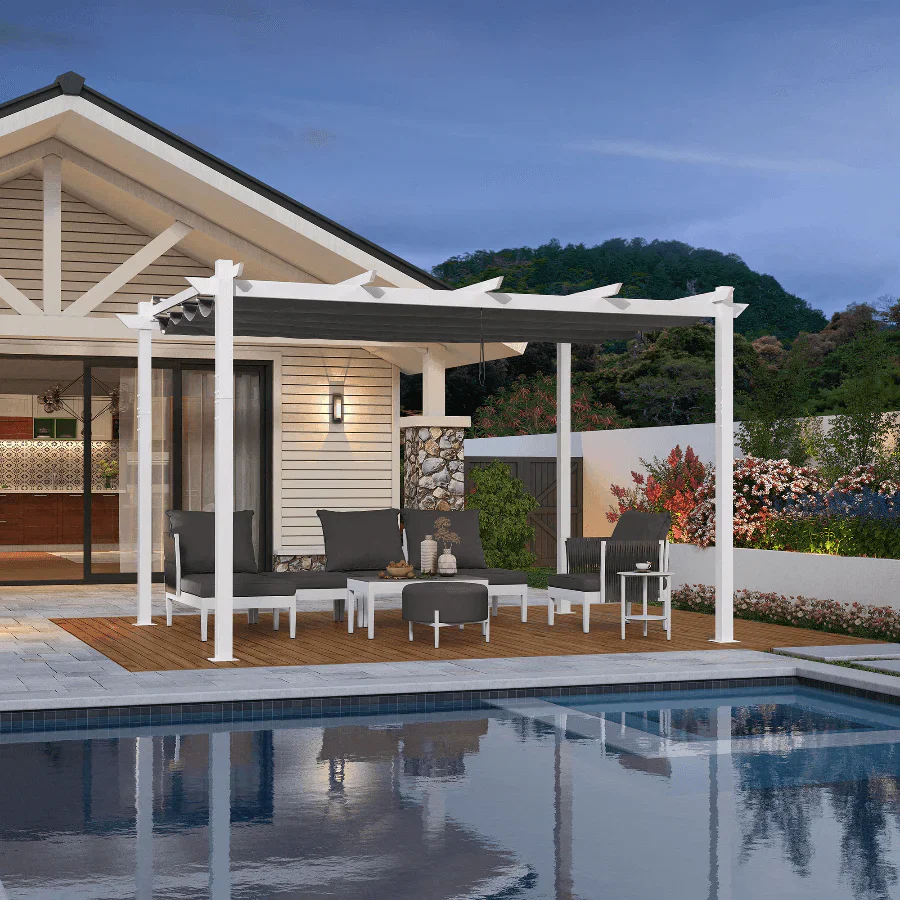 PURPLE LEAF Pergola Blanca Pergola Impermeable Invierno Pergola Retráctil Aluminio