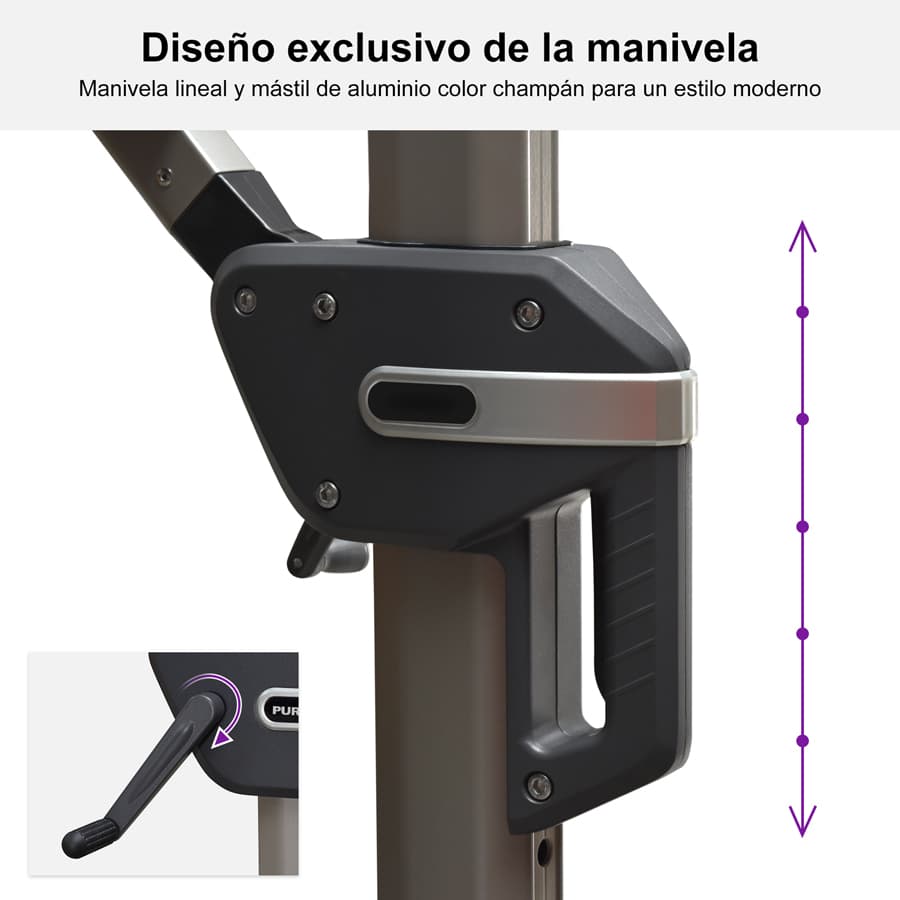 PURPLE LEAF Deluxe - Sombrilla de Aluminio Rectangular para Exterior, Elegante, Resistente al Viento y Ajustable