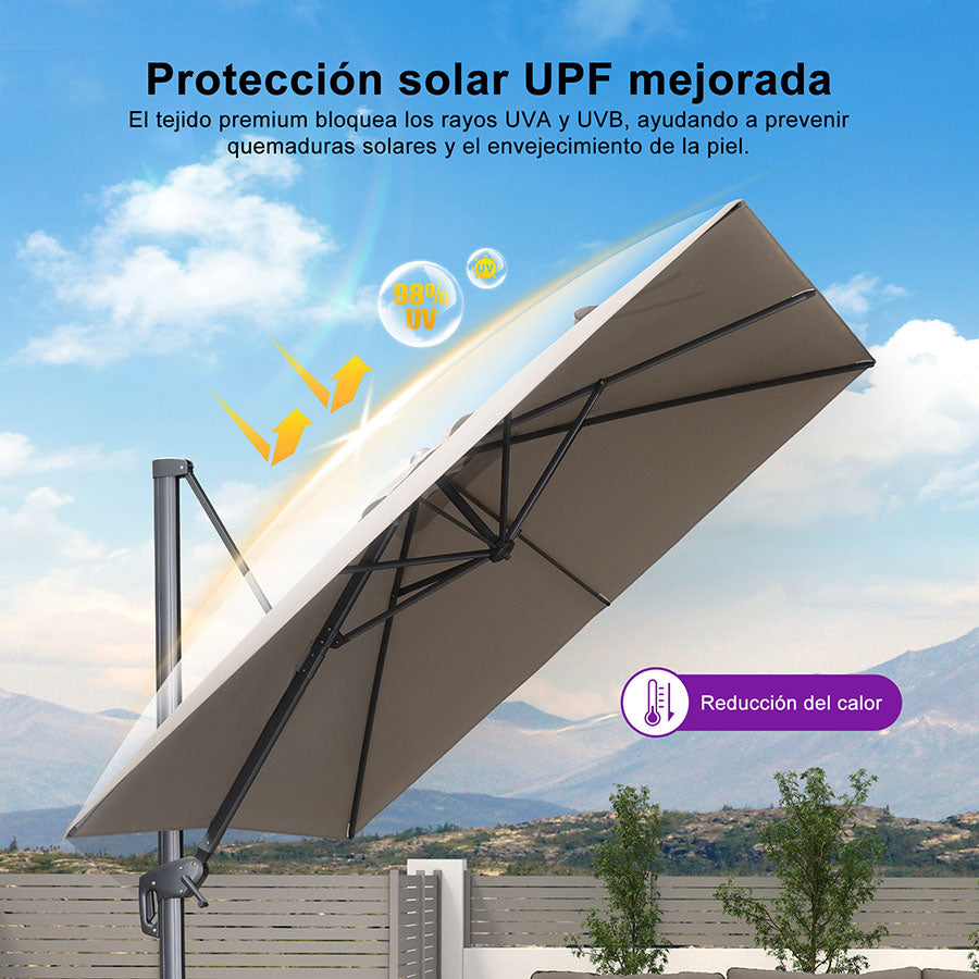 PURPLE LEAF Sombrilla de Jardín con Protección UV para Terraza y Exterior
