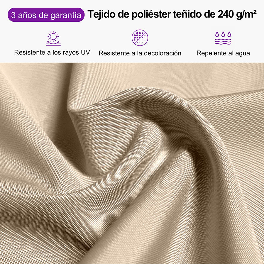 PURPLE LEAF Sombrilla Giratoria 360° con Marco en Gris Negro, Disponible en Diseño Cuadrado o Rectangular para Jardín y Terraza