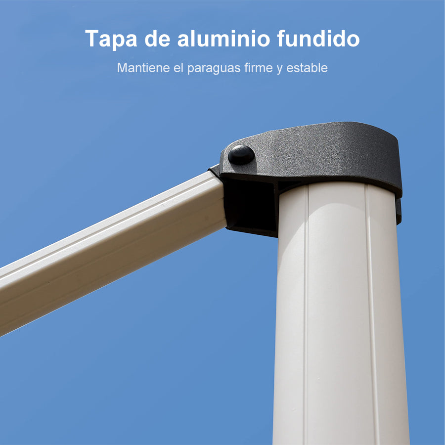 PURPLE LEAF Sombrilla cuadrada de doble cubierta con luces LED solares, ideal para jardín y terraza