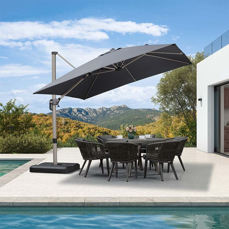 PURPLE LEAF Deluxe - Sombrilla de Aluminio Rectangular para Exterior, Elegante, Resistente al Viento y Ajustable