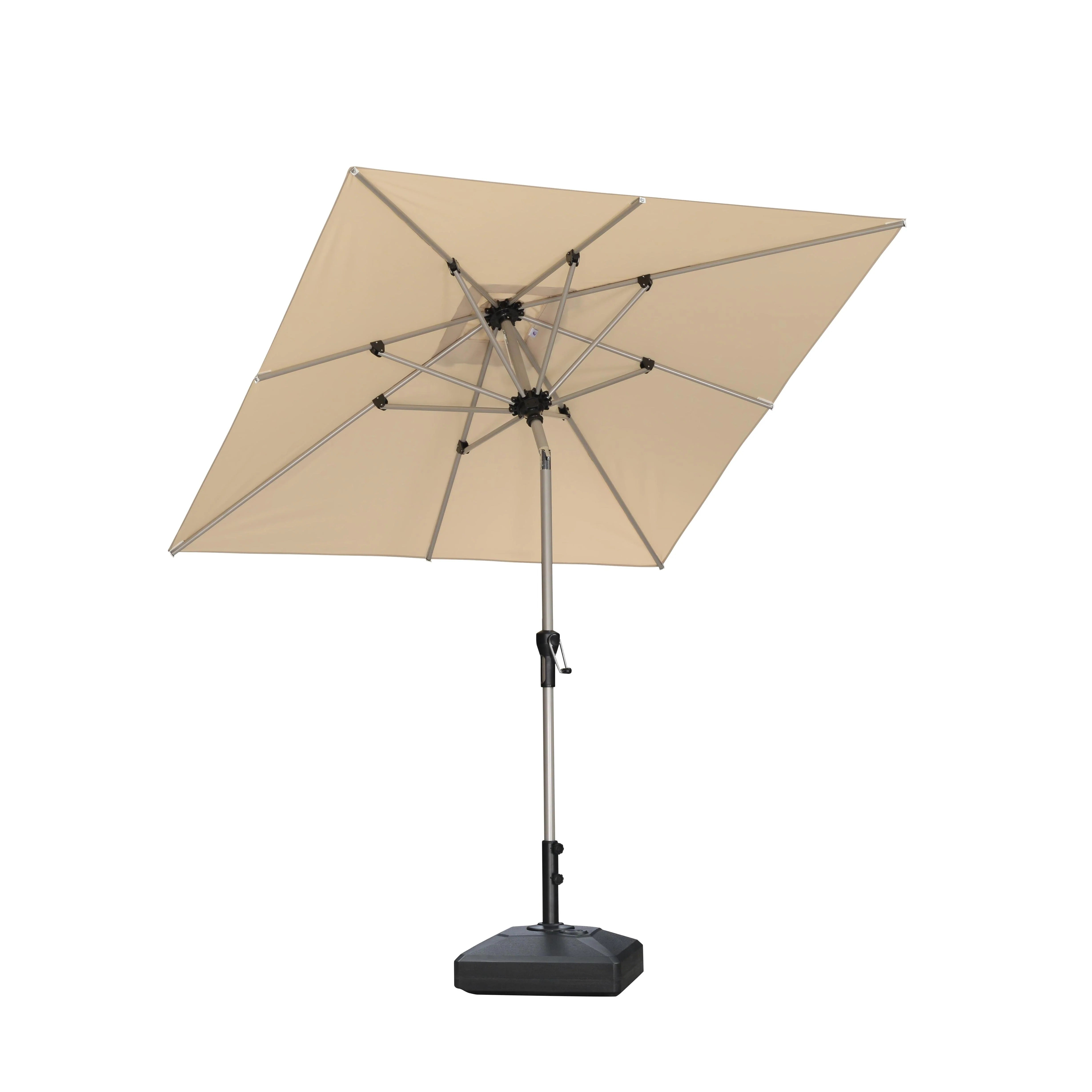 PURPLE LEAF Sombrilla de Aluminio Impermeable con Inclinación de 30°, Parasol de Mesa y Terraza con Mástil Central, Sombrilla de Mercado para Jardín y Balcón