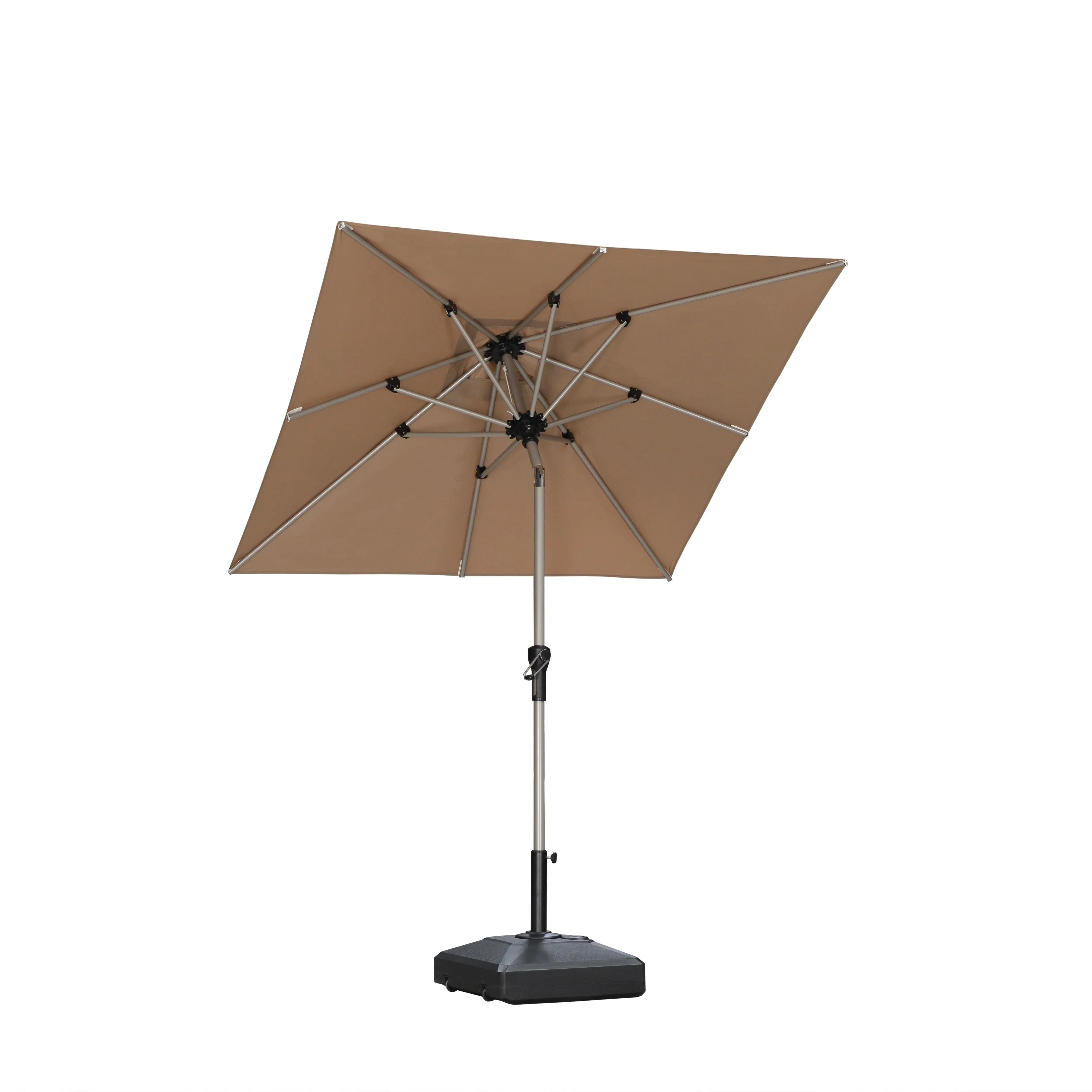 PURPLE LEAF Sombrilla de Aluminio Impermeable con Inclinación de 30°, Parasol de Mesa y Terraza con Mástil Central, Sombrilla de Mercado para Jardín y Balcón
